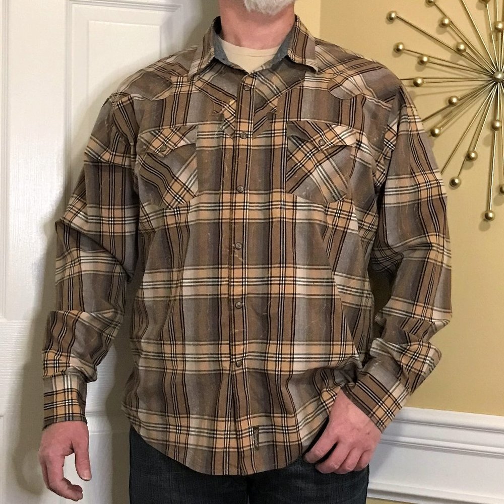 Wrangler Retro Men's Distressed Plaid Shirt XXL